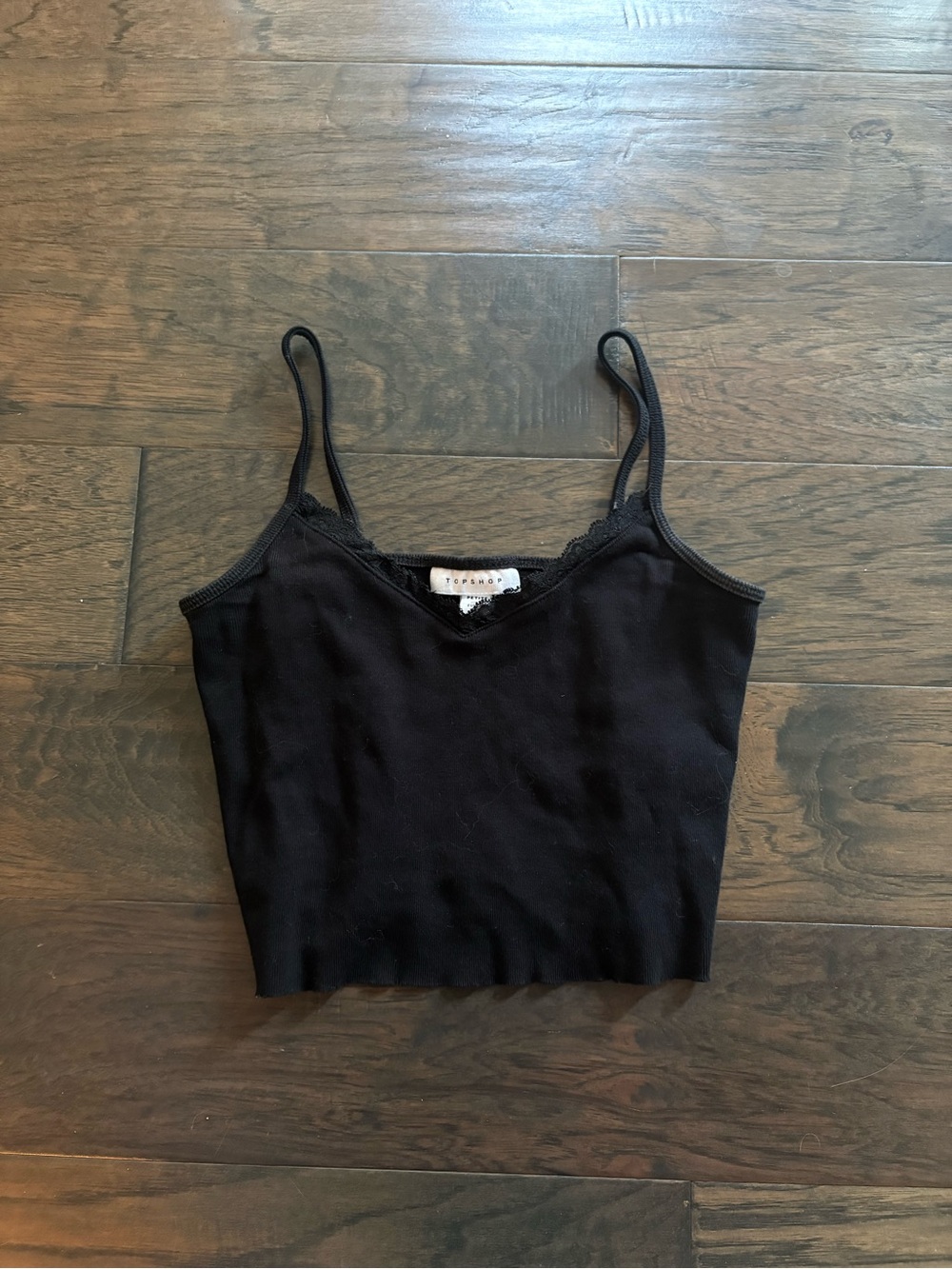 Topshop Black Lace-Trim Cropped Cami